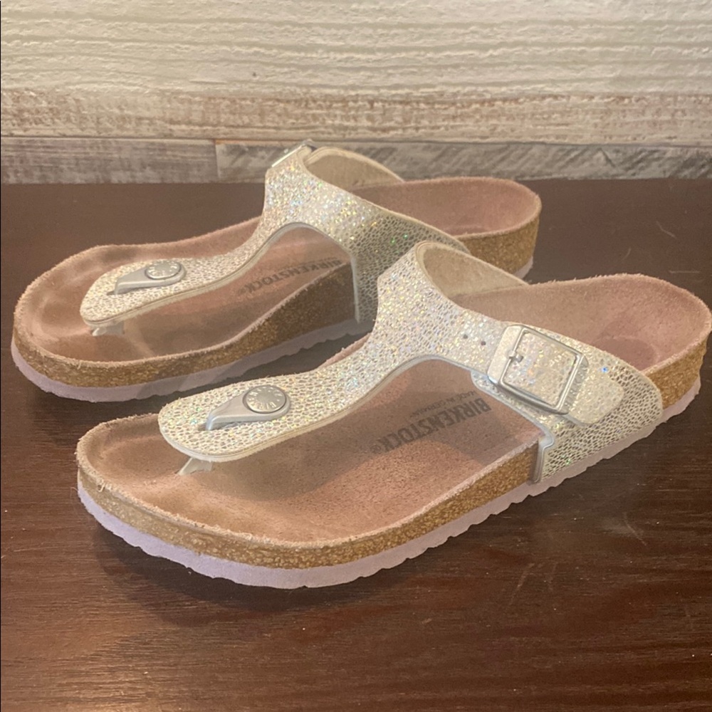 Birkenstock Silver Glitter and purple Sandals